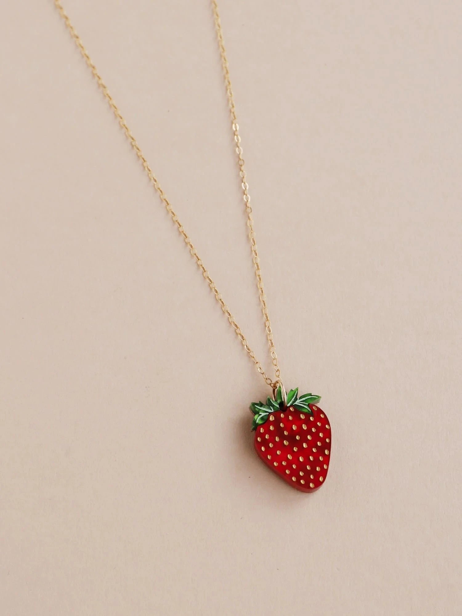 Wolf & Moon Strawberry II red strawberry necklace