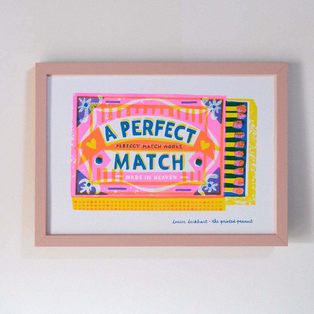 Perfect Match A4 Risograph Art Print by The Printed Peanut — additional product and styling view
