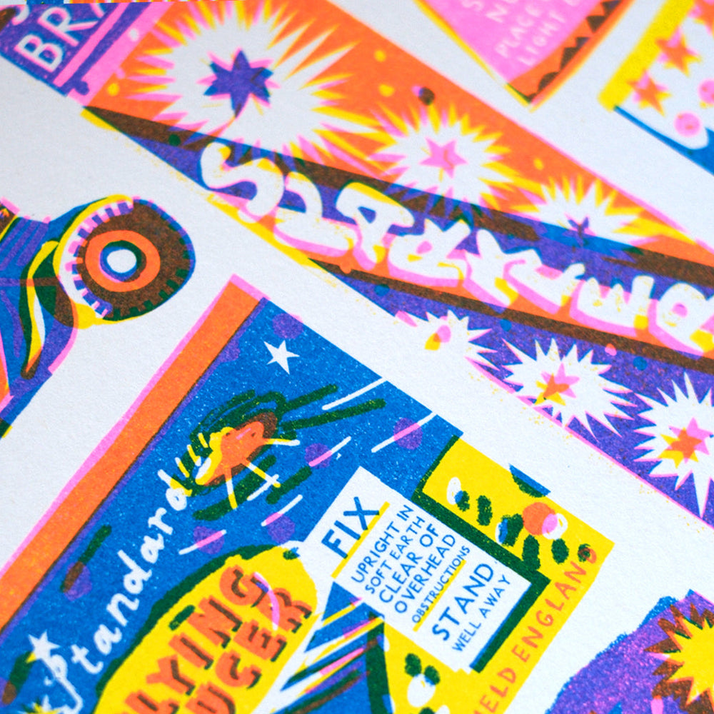 Fireworks A3 Risograph Art Print by The Printed Peanut — additional product and styling view
