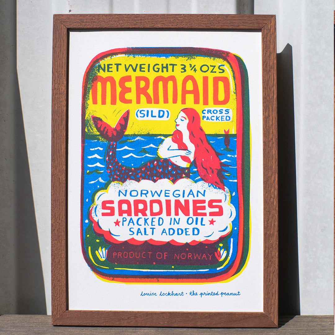 Mermaid A4 Risograph Art Print by The Printed Peanut — additional product and styling view