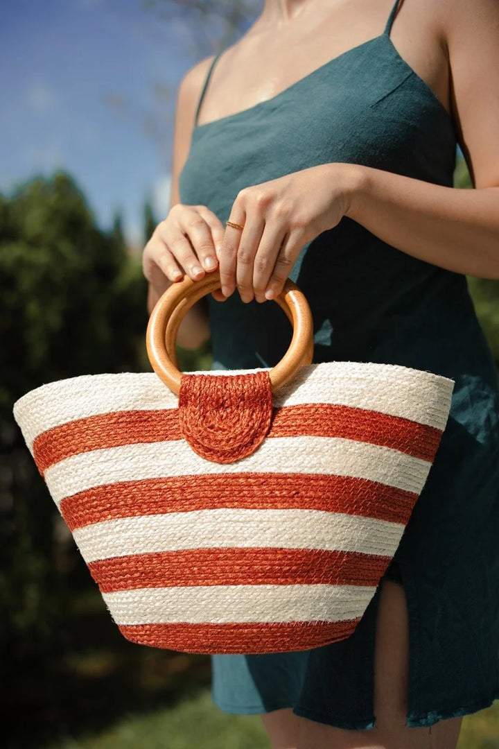 KARNVELA X GOOSEBUMP | Handmade | Sunset Stripes Sisal Handbag