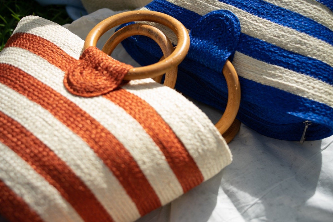 KARNVELA X GOOSEBUMP | Handmade | Sunset Stripes Sisal Handbag