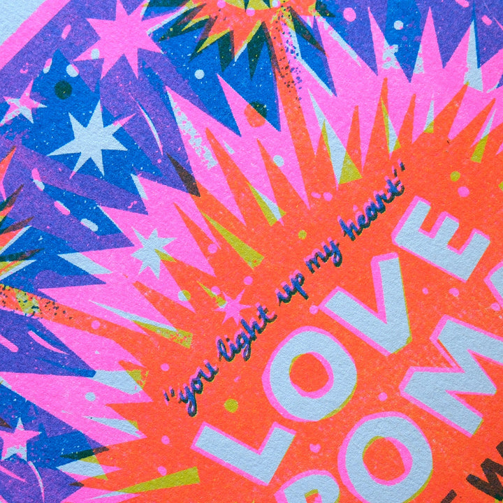 Love Bomb A4 Risograph Art Print by The Printed Peanut — additional product and styling view