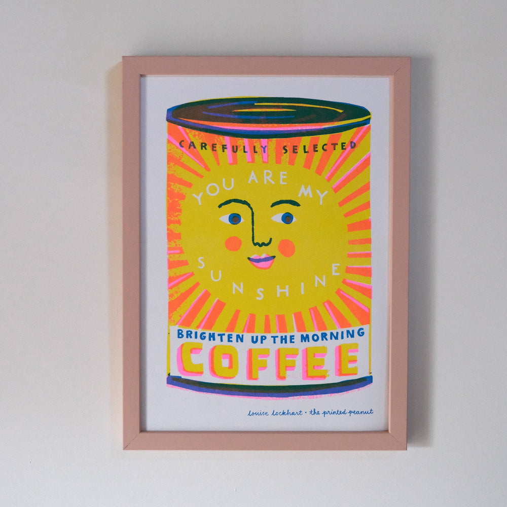 Sunshine Coffee A4 Risograph Art Print by The Printed Peanut — additional product and styling view