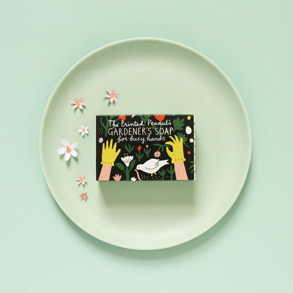 Gardener's Mint & Poppyseed Natural Handmade Soap Bar by The Printed Peanut — additional product and styling view