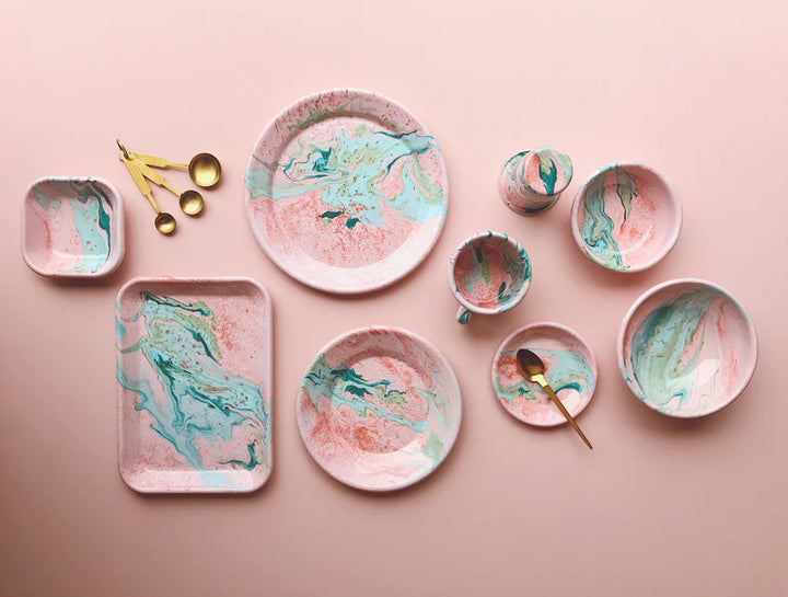 BORNN | BLUSH &amp; TIFFANY BLUE MIX ROUND BOWL
