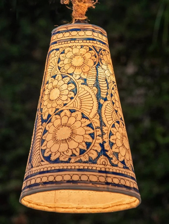 HANDMADE | Natural Lamp Shade | Porcelain Flowers