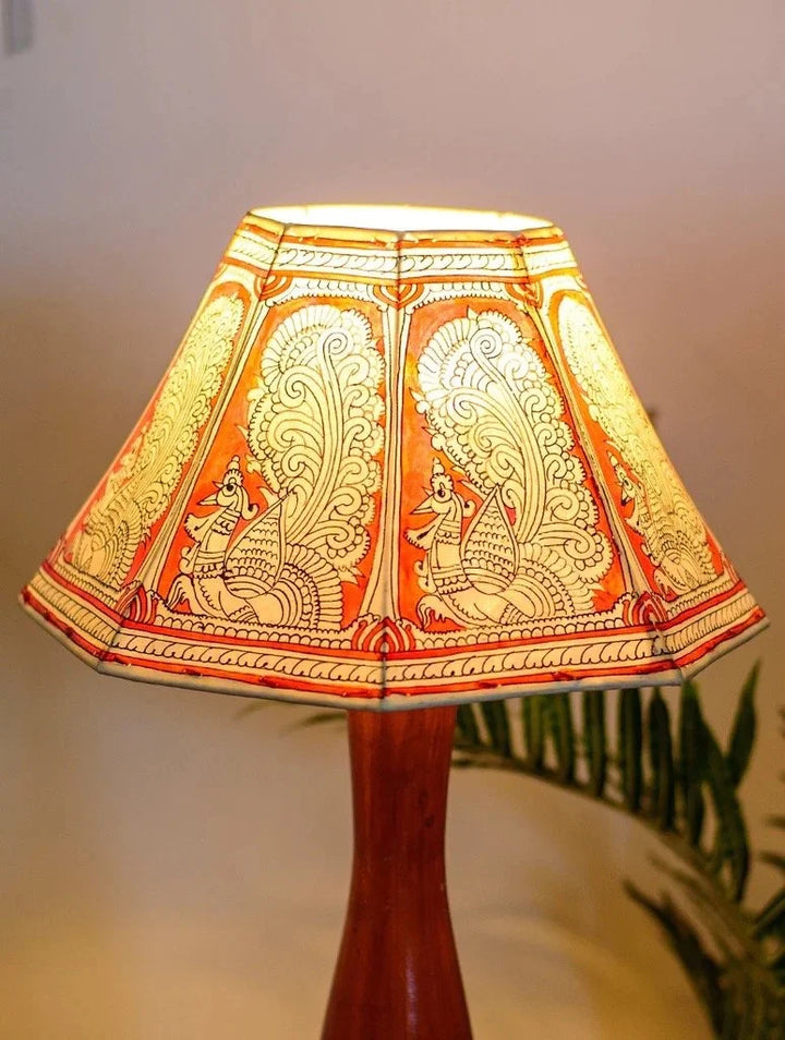 HANDMADE | Natural Lamp Shade | Red &amp; White Peacock