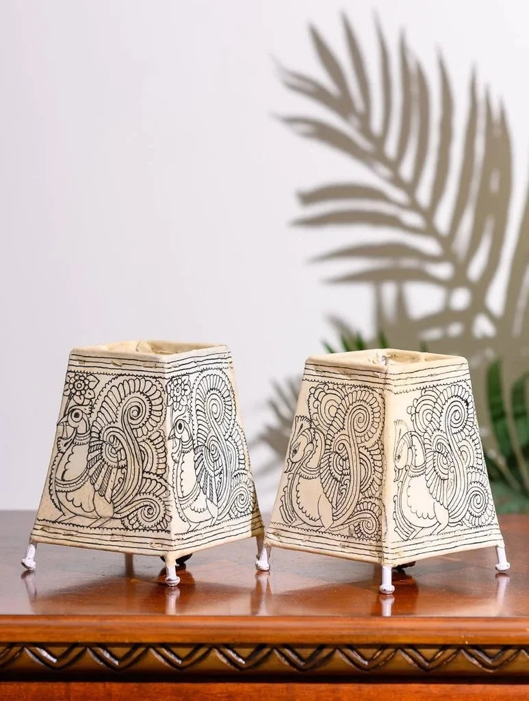 HANDMADE | Natural Table Lamp Shade | Pristine Peacocks