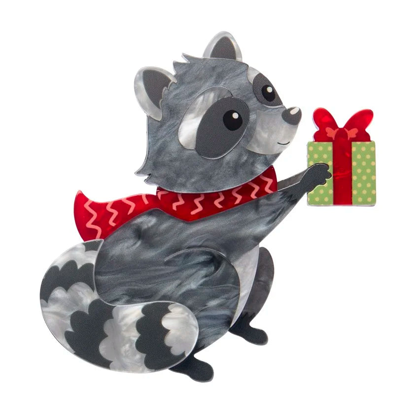 ERSTWILDER | CHRISTMAS BROOCHES |  Rhi-Rhi the Raccoon Brooch