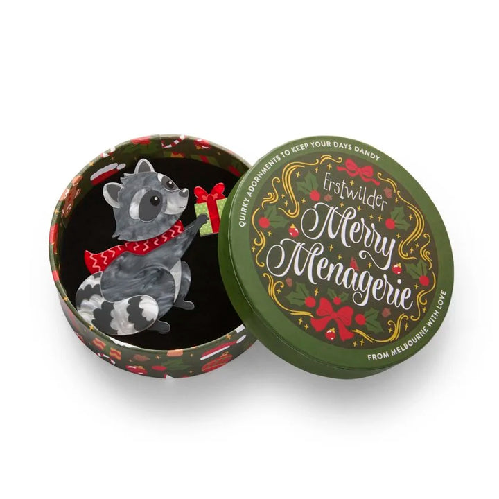 ERSTWILDER | CHRISTMAS BROOCHES |  Rhi-Rhi the Raccoon Brooch