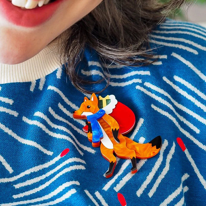 ERSTWILDER | CHRISTMAS BROOCHES | Freddy the Fox Brooch