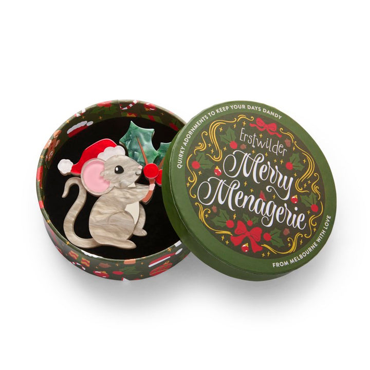ERSTWILDER | CHRISTMAS BROOCHES |  Milly the Mouse Brooch