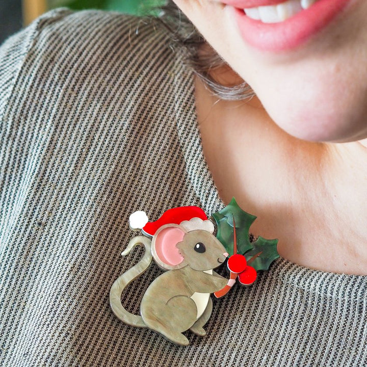ERSTWILDER | CHRISTMAS BROOCHES |  Milly the Mouse Brooch