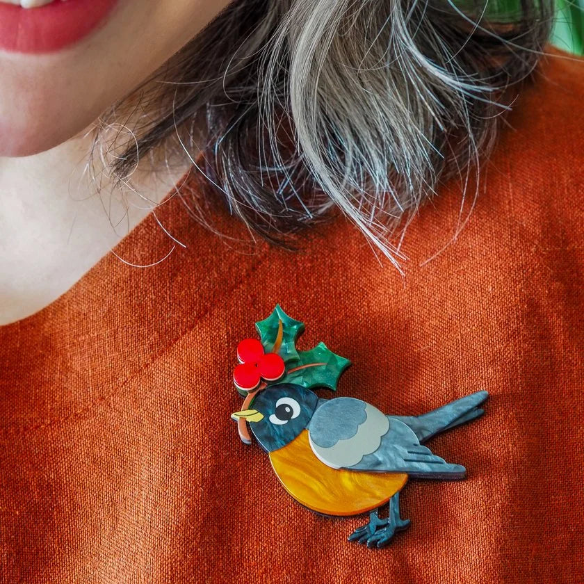 ERSTWILDER | CHRISTMAS BROOCHES |  Ruby the Robin Brooch
