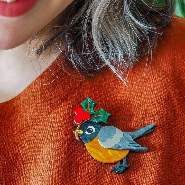 ERSTWILDER | CHRISTMAS BROOCHES |  Ruby the Robin Brooch