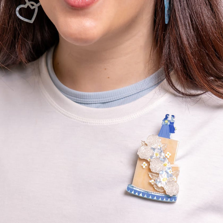 Erstwilder Love on Top Brooch — official photograph worn on model