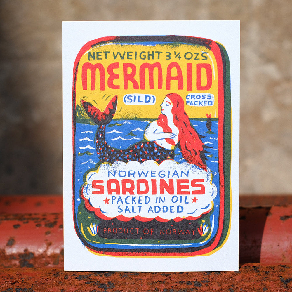 Mermaid Sardines A6 Card by The Printed Peanut — additional product and styling view