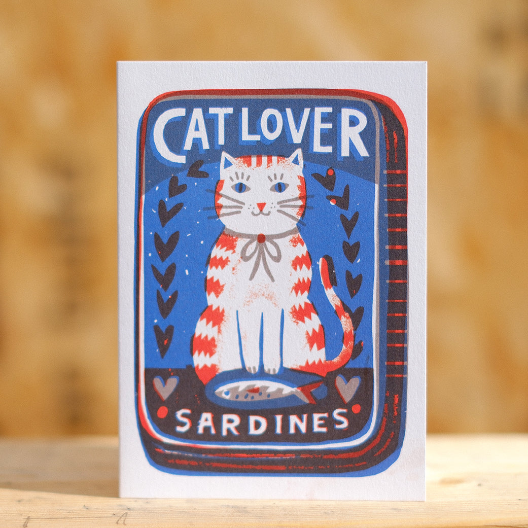 Cat Lover Sardines A6 Card by The Printed Peanut — additional product and styling view