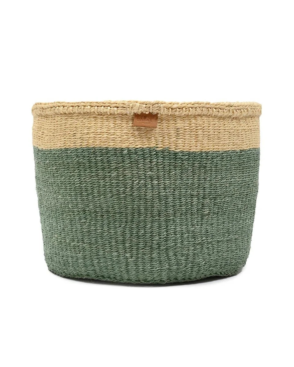 HAZINA by The Basket Room — single green and yellow basket, front view; size not specified