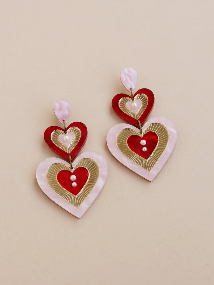 WOLF &amp; MOON | EARRINGS | Ava Statement Earrings - Pink/Red