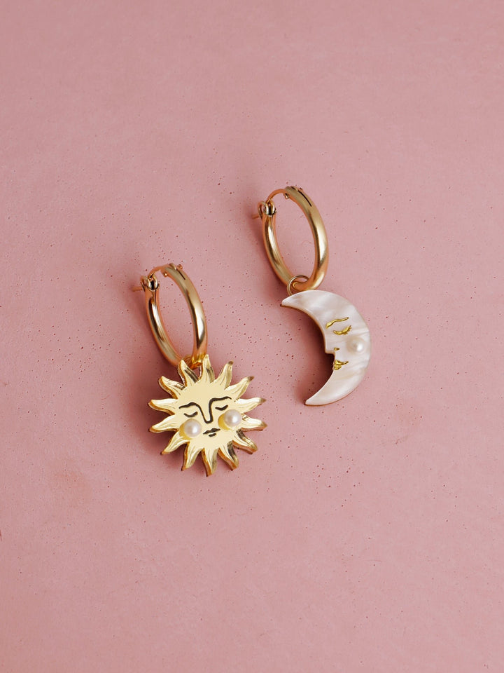 WOLF &amp; MOON | 耳環 | 太陽月亮耳圈