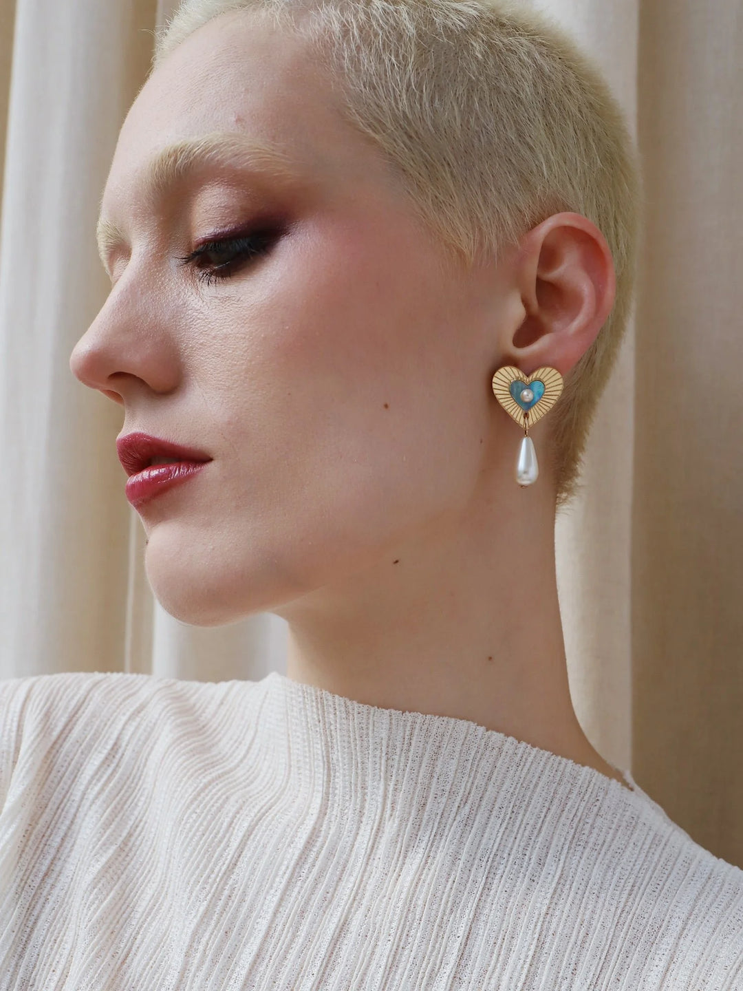 WOLF &amp; MOON | EARRINGS | Robyn Drop Studs - Blue Mother of Pearl