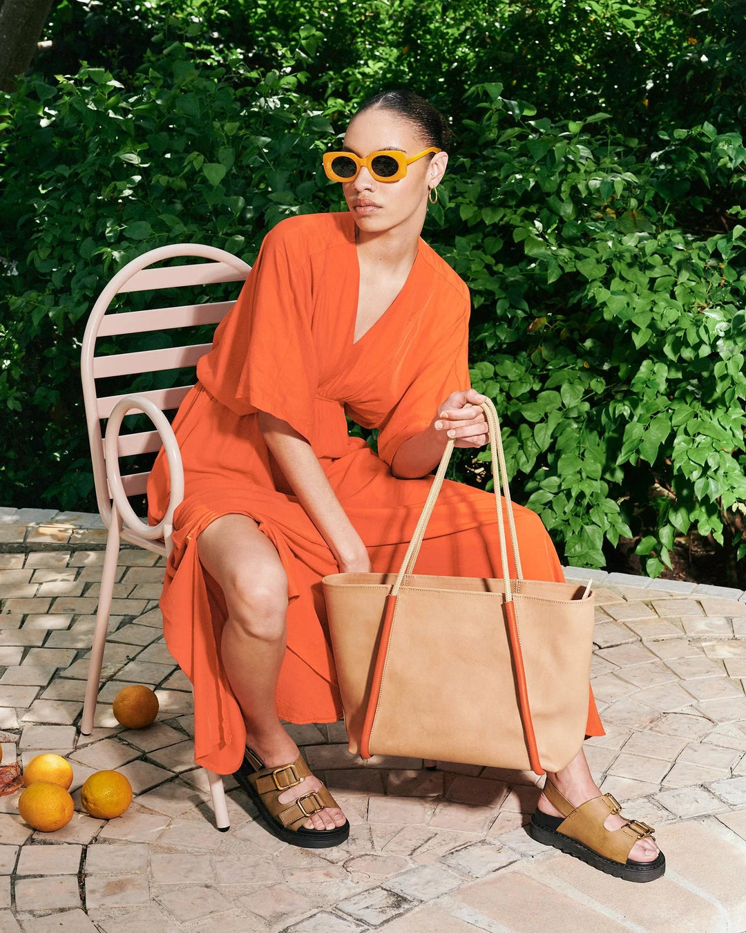 PROJECT DYAD | TOTE BAG | ALMOND / LOBSTER RED