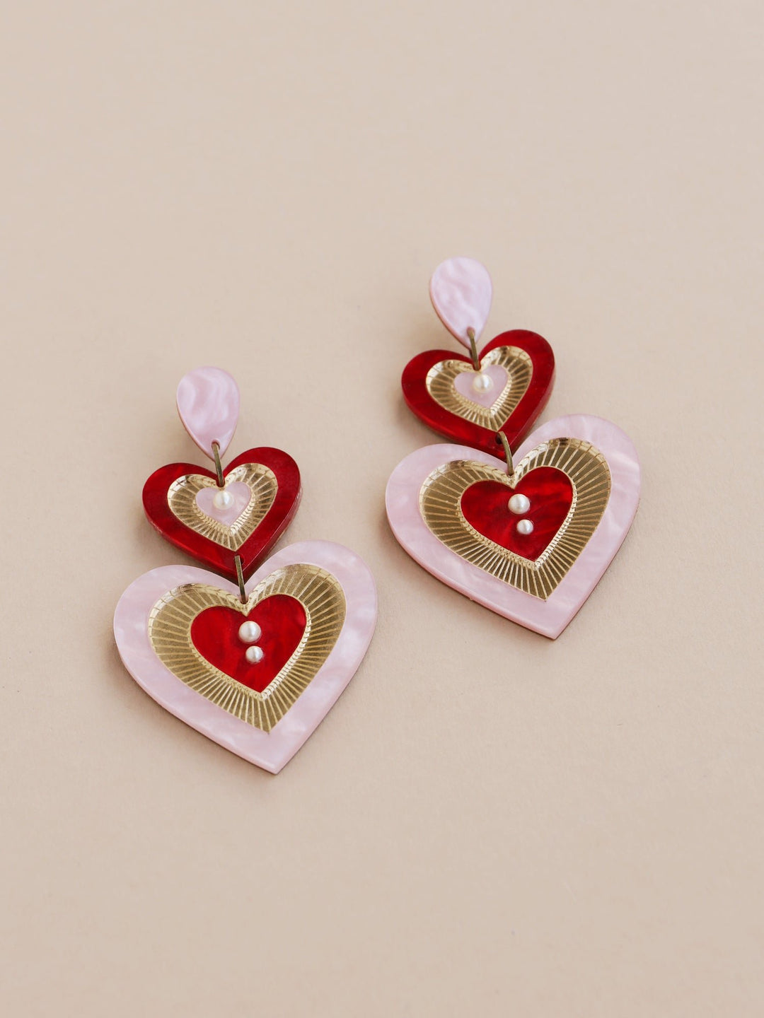 WOLF &amp; MOON | EARRINGS | Ava Statement Earrings - Pink/Red