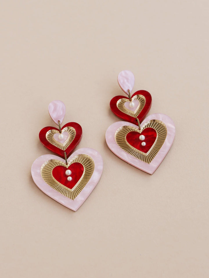 WOLF &amp; MOON | EARRINGS | Ava Statement Earrings - Pink/Red