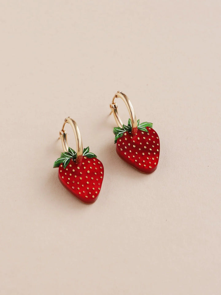 WOLF &amp; MOON | EARRINGS | Strawberry Hoops II