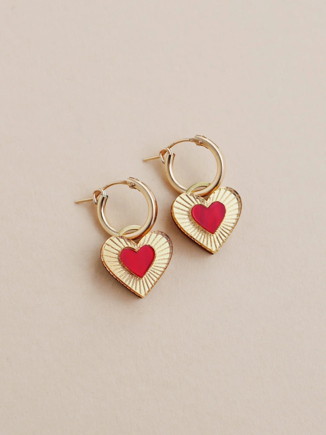 WOLF &amp; MOON | EARRINGS | Mini Lyra Hoops - Red