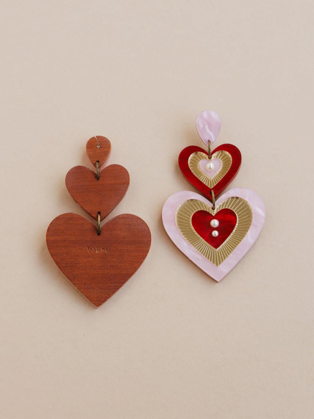WOLF &amp; MOON | EARRINGS | Ava Statement Earrings - Pink/Red