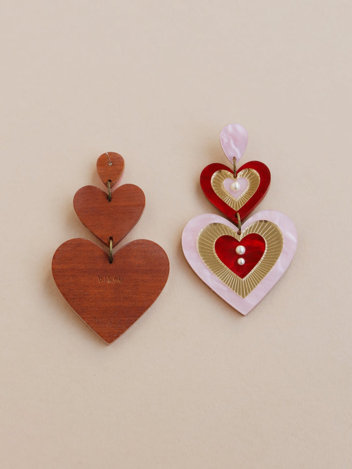 WOLF &amp; MOON | EARRINGS | Ava Statement Earrings - Pink/Red