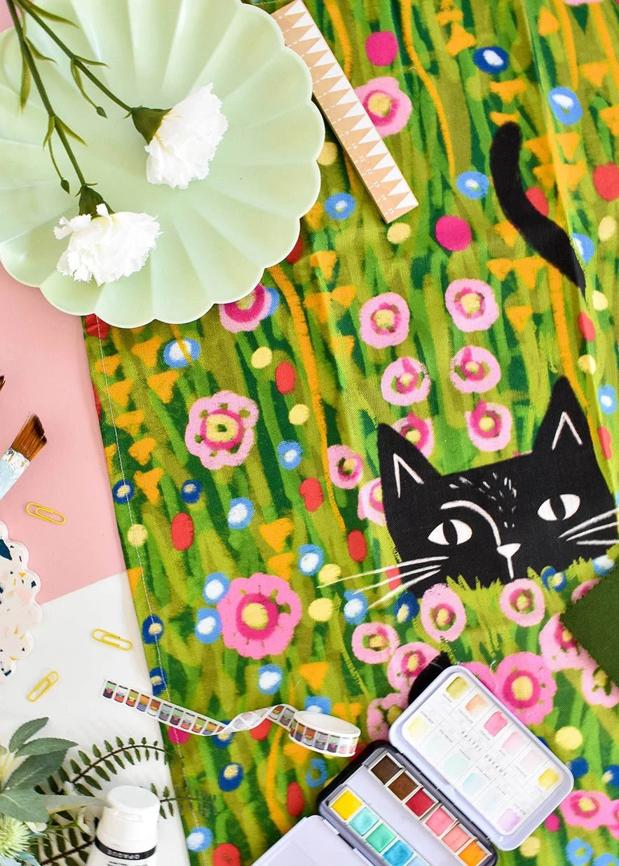 Klimt Garden Cat Tea Towel