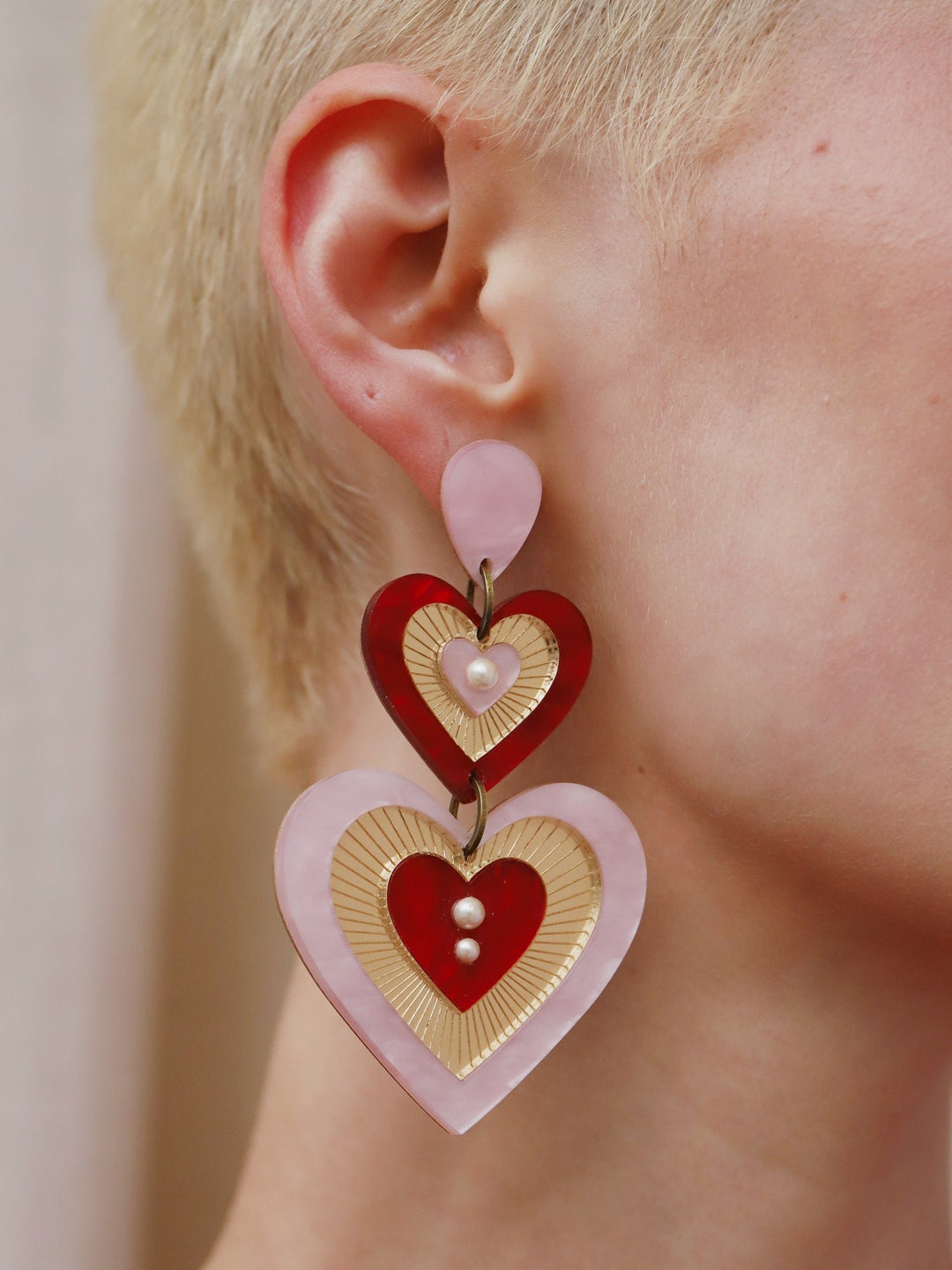 WOLF &amp; MOON | EARRINGS | Ava Statement Earrings - Pink/Red