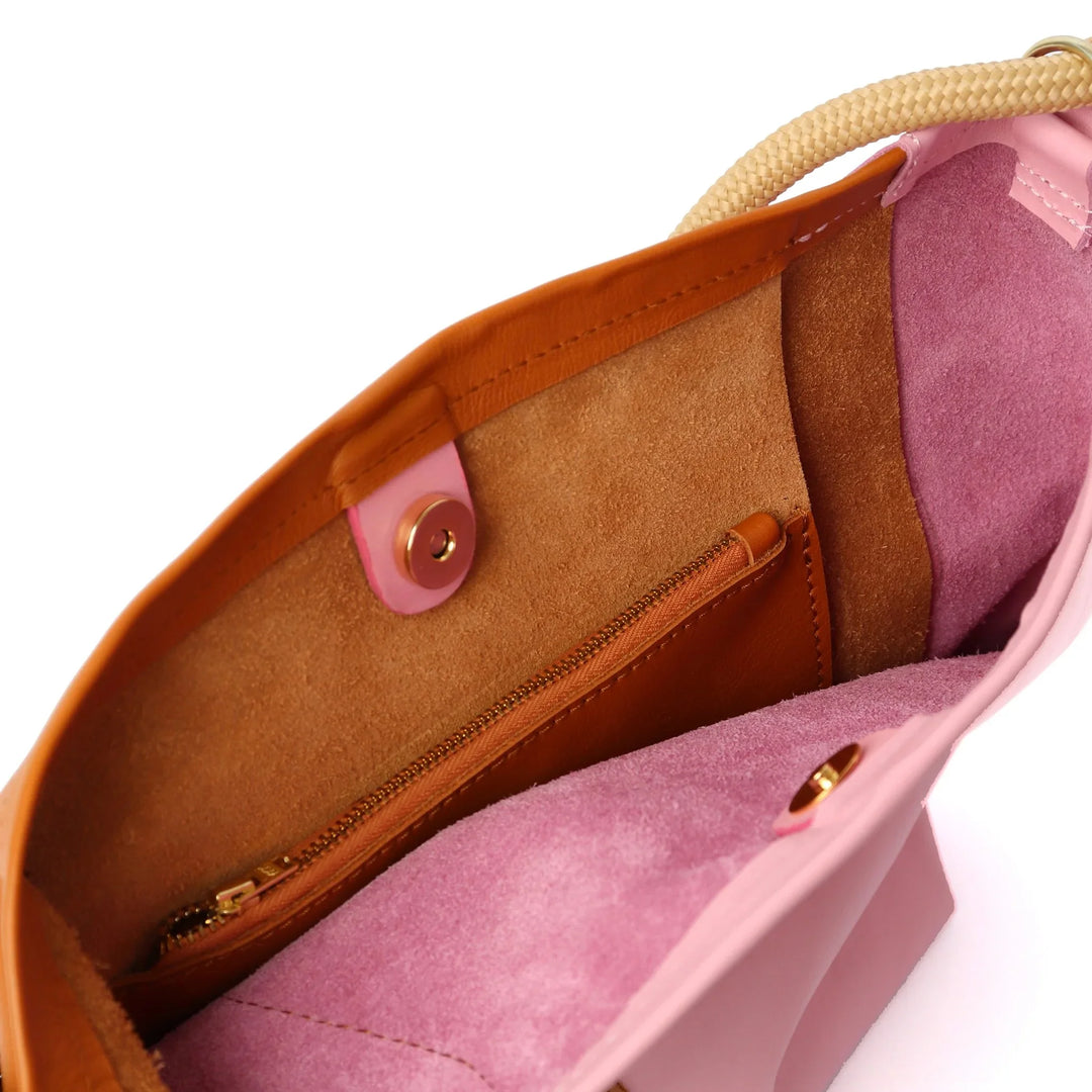 PROJECT DYAD | RIPPLE TOTE | TAN / CANDY PINK