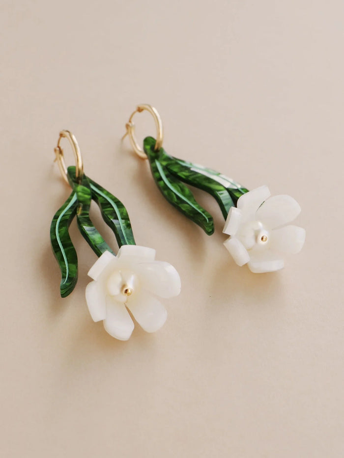 WOLF & MOON | EARRINGS | Tulip Statement Hoops - White