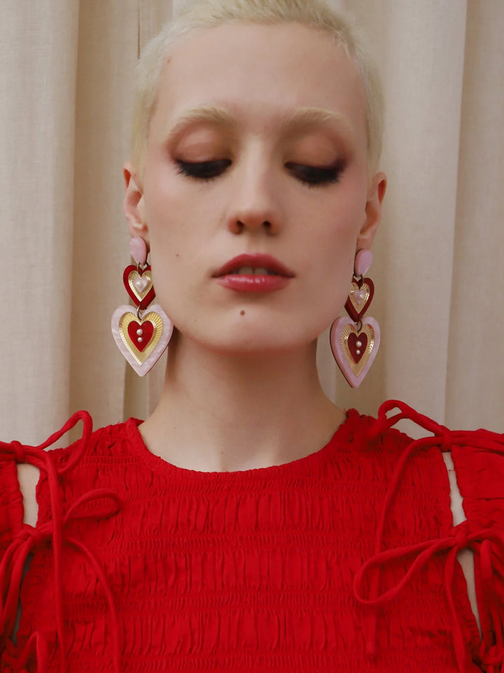 WOLF &amp; MOON | EARRINGS | Ava Statement Earrings - Pink/Red