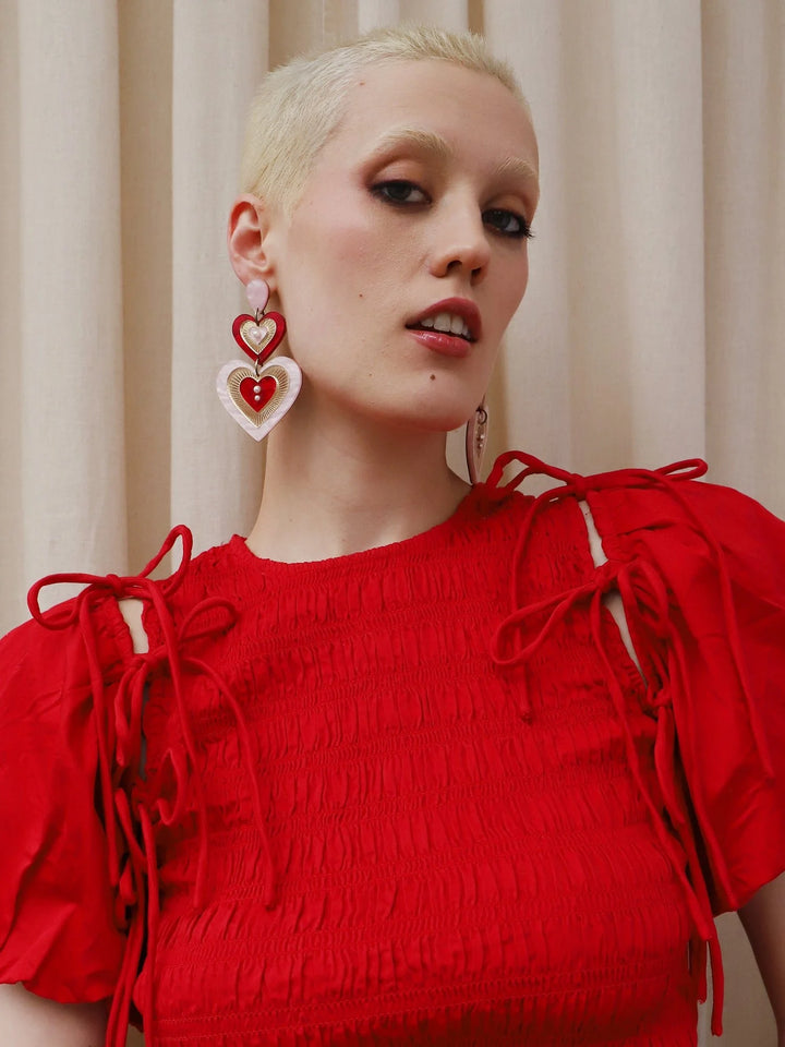 WOLF &amp; MOON | EARRINGS | Ava Statement Earrings - Pink/Red