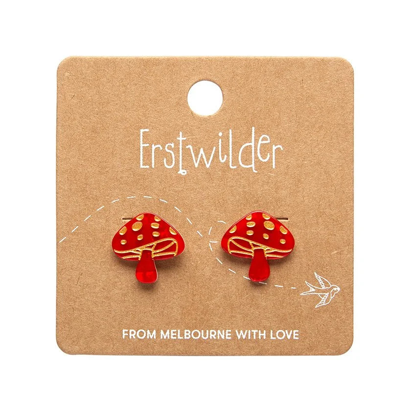 ERSTWILDER | EARRINGS | Mushroom Stud Earrings - Red