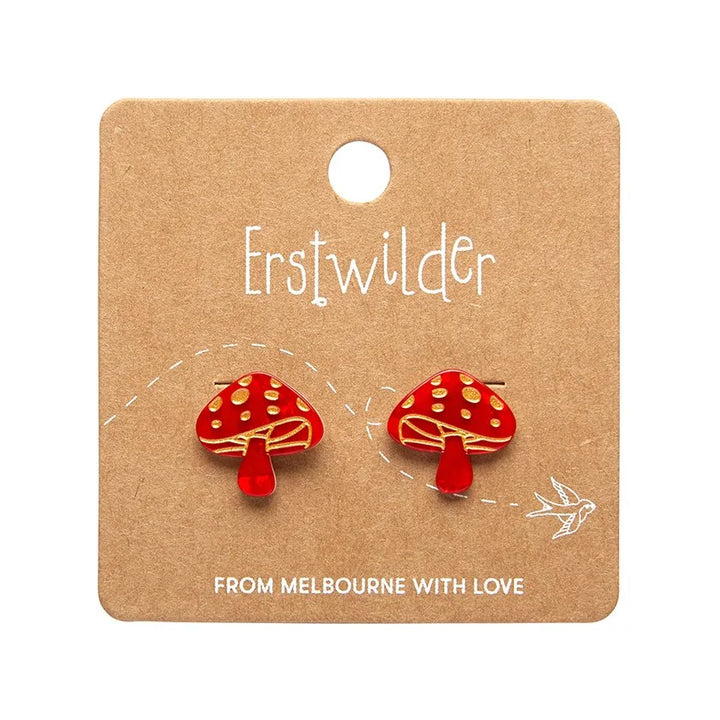 ERSTWILDER | EARRINGS | Mushroom Stud Earrings - Red