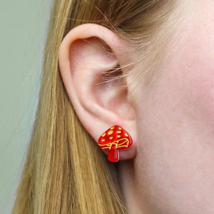 ERSTWILDER | EARRINGS | Mushroom Stud Earrings - Red