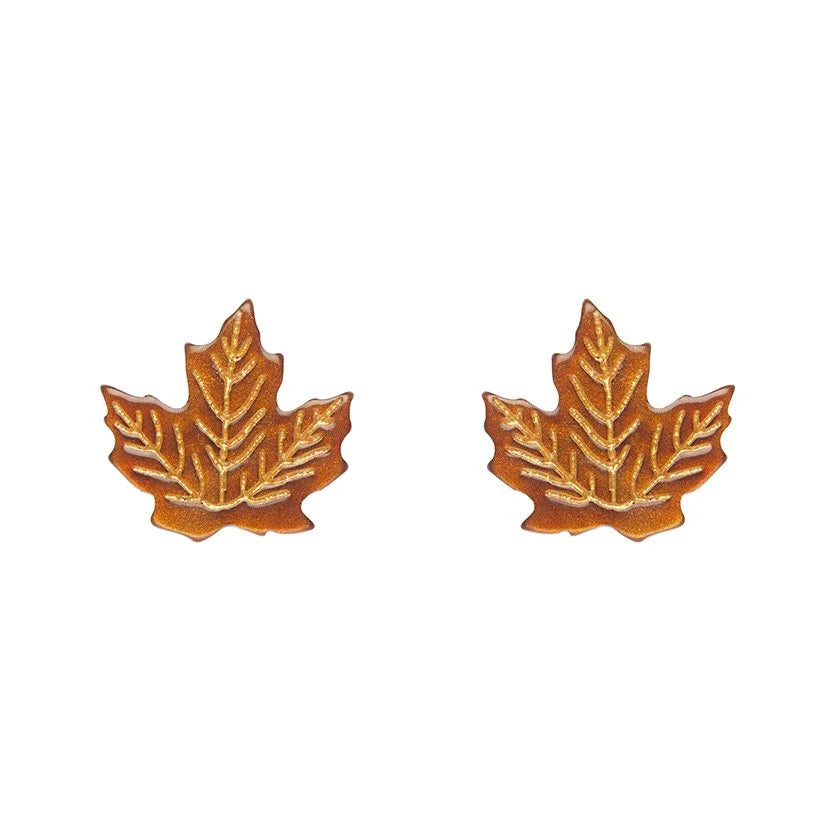 ERSTWILDER | EARRINGS | Maple Leaf Stud Earrings - Orange