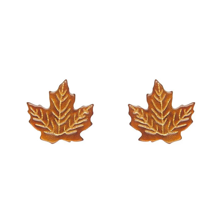 ERSTWILDER | EARRINGS | Maple Leaf Stud Earrings - Orange