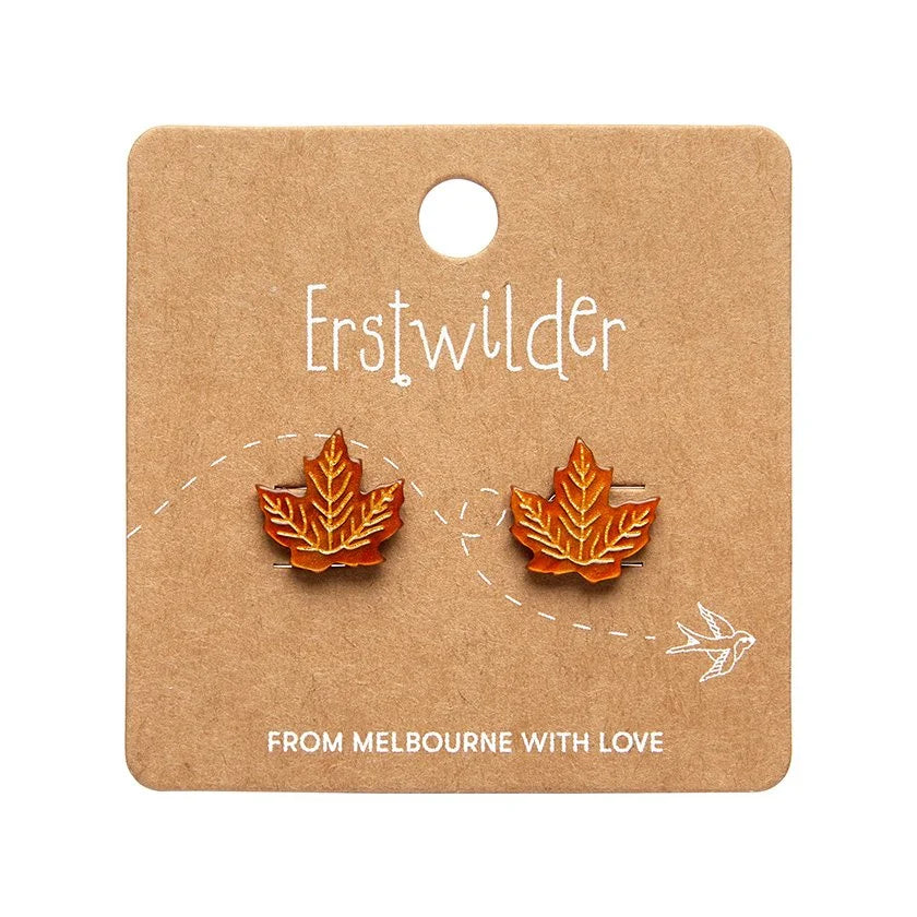 ERSTWILDER | EARRINGS | Maple Leaf Stud Earrings - Orange