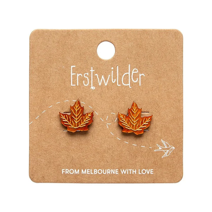 ERSTWILDER | EARRINGS | Maple Leaf Stud Earrings - Orange