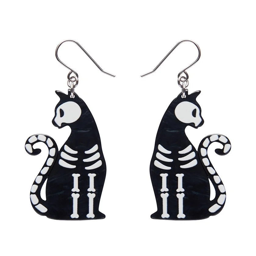 ERSTWILDER | EARRINGS | Bone Kitty Drop Earrings - Black