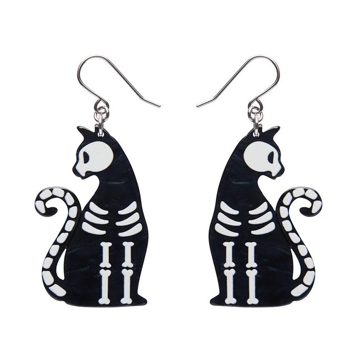 ERSTWILDER | EARRINGS | Bone Kitty Drop Earrings - Black