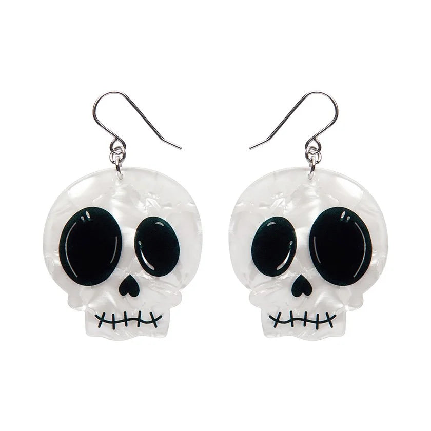 ERSTWILDER | EARRINGS | Skull Drop Earrings - White